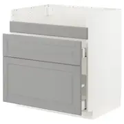 METOD / MAXIMERA base cb f HAVSEN snk/3 frnts/2 drws, white/Bodbyn grey, 80x60x80 cm