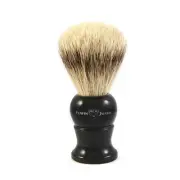 Edwin Jagger English Imitation Ebony, Medium. Super Badger Shaving Brush + Stand