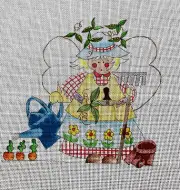 Renaissance Designs Cute Gardening Angel Hand Painted Needlepoint Canvas 18 ct