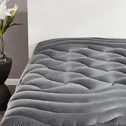 Sleep Zone Cooling Mattress Topper Cal King, Premium Zoned Quilted Mattress Pad, Pillow Top Mattress Protector Cover, Machine Wash Durable, Deep Pocket 8-21 inch (Grey, Cal King)