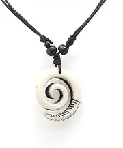 [Scddboy] Spiral Koru Necklace Maori Tribal Necklace for Men Women,Adjustable Black Rope Cord Necklace