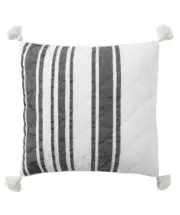 Pottery Barn Mesa Tassel Stripe Euro Pillow Sham Black Striped Farmhouse