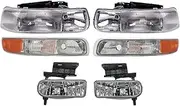 TRQ Driver & Passenger Side Lighting Kit Compatible with Chevrolet GM2502187 GM2503187 GM2520173 GM2521173 GM2592110 GM2592113 GM2593113
