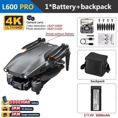 L600 Pro Max 4K GPS Drone with 3-Axis Gimbal Dual Camera Obstacle Avoidance Brus
