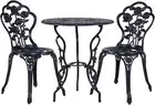 Outdoor Garden Setting Seat 3 Piece, Cast Aluminium Bistro Set Lounge Chair Dini