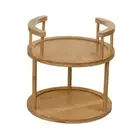 Wooden Rotating Spice Rack - Lazy Susan Spice Rack - 2 Tier Revolving Spice