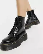 DR MARTENS Jadon Black Patent Lamper Platform Quad Retro Boot US Sz 7 UK 5 NEW