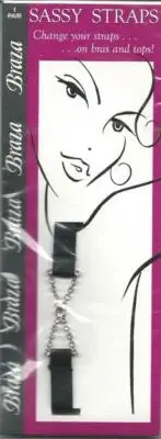 Sassy Straps Braza Black w/ Rhinestone 1.5" X Pair Strapless Convertible Bra New