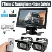 7'' Monitor w/ 2 Reverse Camera Rear View Kit For Bus Truck Caravan Car 12-24V