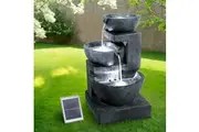 Gardeon Solar Water Feature Cascading Fountain 3-Tier Bowl LED Lights 60CM Blue