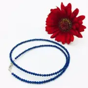 A+ Lapis Lazuli Faceted Round 2-3MM Tiny Gemstone Beaded 18" Beautiful Necklace