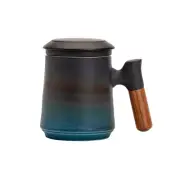 Tea Cup with Infuser and Lid, 14.5 OZ Loose Tea Steeping Mug with Wood Handle