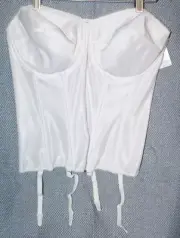 Dominique Strapless Underwire Bustier 38DD Longline Bra Juliette White 8950
