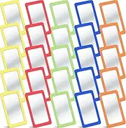 25 Pcs Small Mirrors for Kids Unbreakable Shatter Proof Mirror 6 x 4 Inches Round Corners Square Unbroken Mirrors Plastic Double Sided for Classroom DIY Craft (Bright Colors)