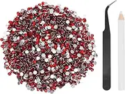 uxcell 4000pcs Flatback Rhinestones Resin, SS16 4mm Resin Rhinestones Bulk Round Shine Gems with Pickup Tools for DIY Nail Art Tumblers Mugs Clothes, Bright Red