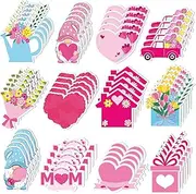 Zhanmai 1200 Pcs Mother's Day Sticky Notes Mother’s Day Birthday Gift Pink Flower Heart Gift Box Shaped Self Sticky Notepads Writing Memo Pads School Office Gifts Party Favors Goodies Bag Decor