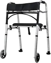 Walkers for The Elderly Walker,Mobility Aids Height Adjustable Drive Walker with Pu Seat Board and Backrest Lightweight Folding Walking Frame Rolling Walker for Seniors Disabled (with Wheel) Little