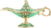 Gusnilo Vintage Aladdin Magic Genie Lamp Collector's Edition/Wedding Table Decoration, Collectable Rare Classic Arabian Props, Green
