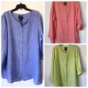 NWT Linen Plus Size Tahari Button Front Tunic Sz 2X
