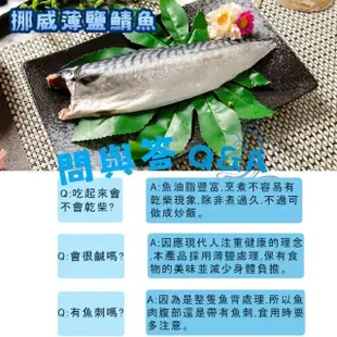 【鮮綠生活】嚴選挪威極厚薄鹽鯖魚片(無紙板淨重165g±10%/包 共10包)