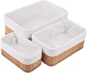OHPHCALL 3pcs Natural Rattan Storage Basket Office Desk Baskets Woven Office Organizers for Home