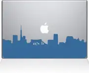 The Decal Guru Pittsburg City Skyline Decal Vinyl Sticker, Silver, 12" Macbook