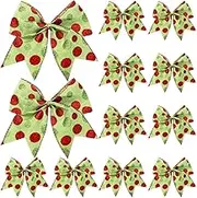 Jetec 12 Pcs Red Green Christmas Bows Decoration 6 Inch Large Christmas Wreaths Bows Xmas Tree Dot Ribbons Ornaments for Garland Wedding Party(Red and Green,Glitter Pattern)