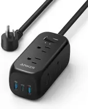 Anker 332 USB C Power Strip Surge Protector(300J),5ft Extension 5 FT, Black