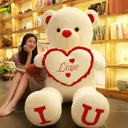 80/100cm Big I Love You Teddy Bear Plush Toy Lovely Huge Stuffed Soft Bear Doll Lover Bear Kids Toy Birthday Gift For Girlfriends White Red Iu Hugg...