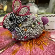 Mackenzie Childs DOTTY BUNNY Beaded Courtly Check NAPKIN RING New - 2 available