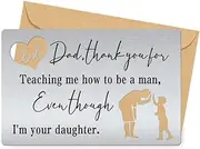 [SUPERDANT] Wallet Insert Card Dad Thank You Engraved Wallet Card Inserts Dad Gifts From Daughter Metal Card Presents for Father's Day Thanksgiving Christmas Birthday, Platinum Color, 8.5x5.5cm, Dad