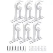 Curtain Rod Holders, Heavy Duty Curtain Rod Bracket 6 Pack White Curtain Rod ...