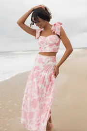 [PUP3] Elle Two Piece Set - Pink Floral M Pink
