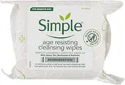 Simple Age Resisting Biodegradable Cleansing Wipes, 25 Wipes