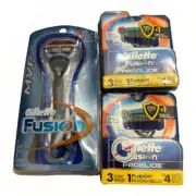 9 Gillette FUSION (3)Proglide (1)Proshield Razor Blade Cartridges+Manual Handle