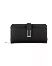 Calvin Klein Women's Black Leather Zipper Wallet - Wallets & Pouches -Size