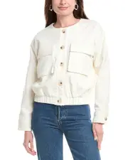 Grey Lab Linen-Blend Bomber Jacket