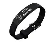 Type 1 Diabetes Titanium Steel Silicone Medical Information Bracelet