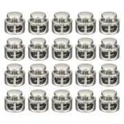 20pcs Double Hole Round Cord Lock Spring Loaded Toggle Stopper, Pearl Nickel