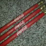 3 Rare Unused Vintage Coca-Cola "Drink Coca-Cola Refreshing" Red Pencils