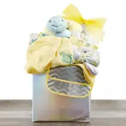 New Baby's Starting Out Unisex Layette Gift Basket with Plush Turtle Neck Rest