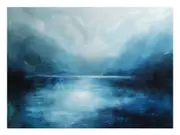 Abstract River Blue Canvas Print Wall Art
