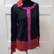 NWT Narciso Rodriguez Design Nation XL Color Block Sweater Black/Crimson $60MSRP