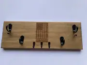 Laser engraved veteran flag wooden coat rack wall mount with hat and key holder.
