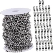 [HAPINARY] 1Set Stainless Steel Ball Chain DIY Necklace Extender Durable Bead Chain with Buckles for Crafts Ceiling Fans and Decorative Use