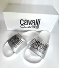 CAVALLI CLASS Women’s Comfort Pool White Logo Slides NEW WITH BOX MSRP $195