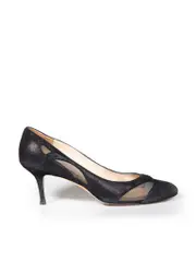 Black Suede Mesh Panelled Pumps