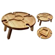 Snack Fruit Serving Foldable Tray Wooden Portable Dining Table Outdoor Picnic