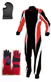 Go Kart Cordura Suit-Red-Black-White-All Sizes( Free Gift Gloves & Balaclava )