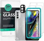 IBYWIND Screen Protector For Motorola Moto G82 5G(6.6 Inches),with 2Pcs Tempered Glass,1Pc Camera Lens Protector,1Pc Backing Carbon Fiber Film[Fingerprint Reader,Easy to install]
